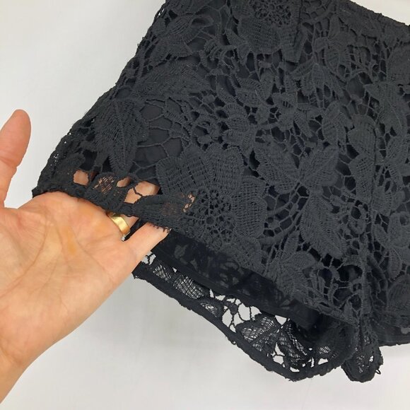 Naf Naf Black Floral Lace High Rise Short  Shorts size ~26/S - Picture 5 of 12